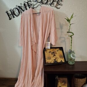 LuLaRoe Shirley Duster Cardigan NWT Size L Blush Pink Pleated